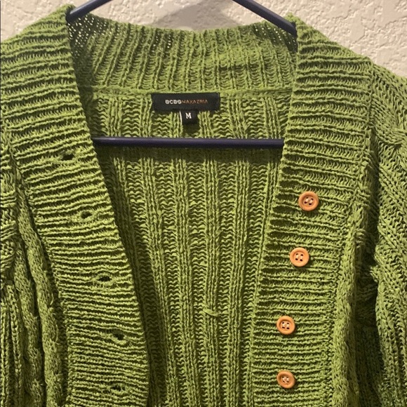 BCBGMaxAzria Green Cropped Cardigan Sweater - Picture 6 of 9